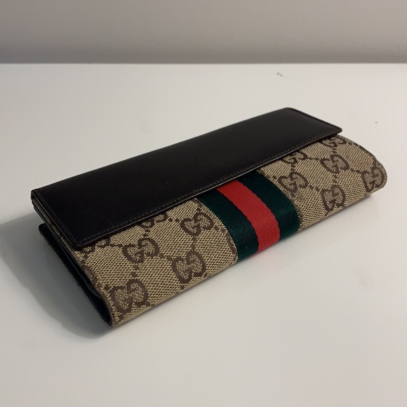 Gucci Authentic Handmade Leather and Canvas Bifold Logo Wallet - Picture 3 of 15